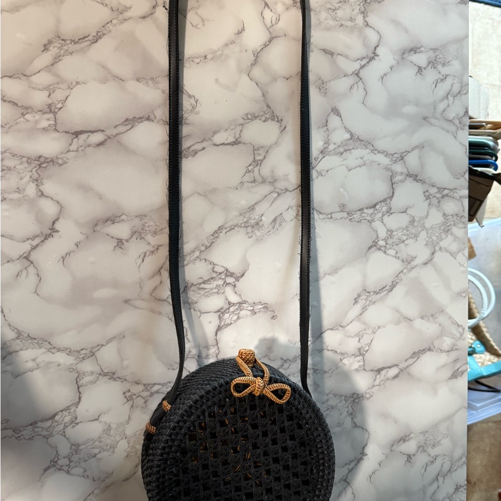Elegant Black Woven Crossbody Bag